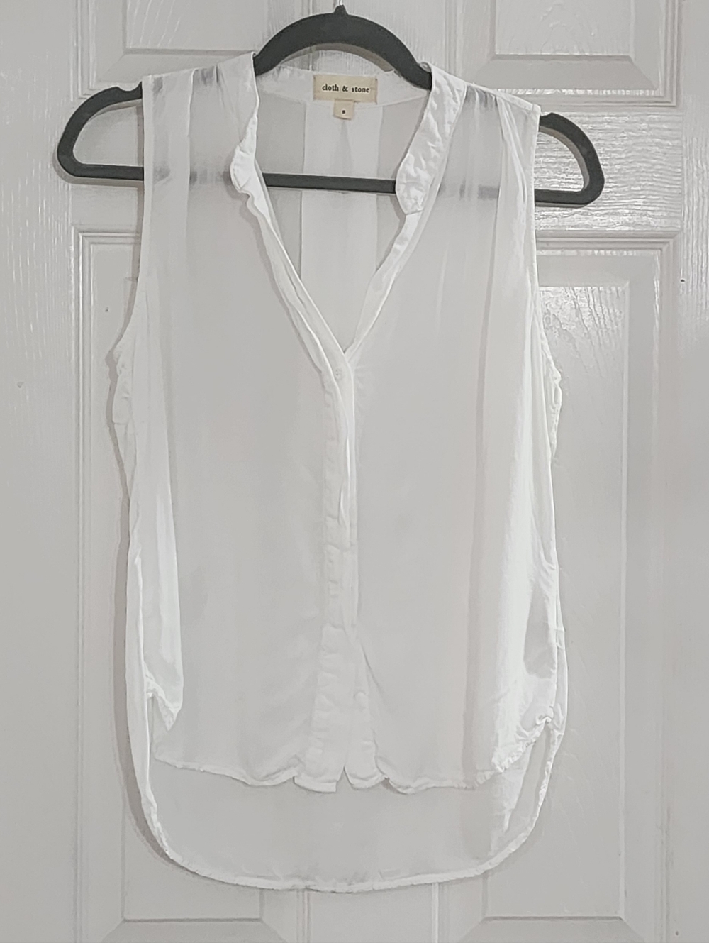 Cloth & Stone White Sleeveless High-Low Rayon Blouse Small Anthropologie